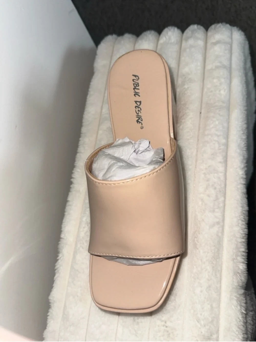 Public Desire Platform Mule Heels Nude | Size 9 | Chunky Block Heel | NWT (ASOS)